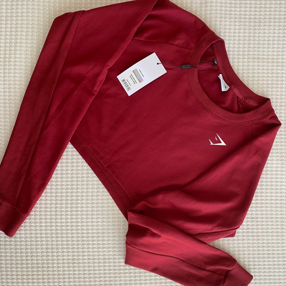 NWT GYMSHARK Burgundy training cropped sweater